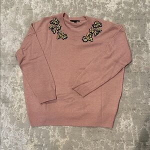 J. Crew Blush Sweater with Floral Accents